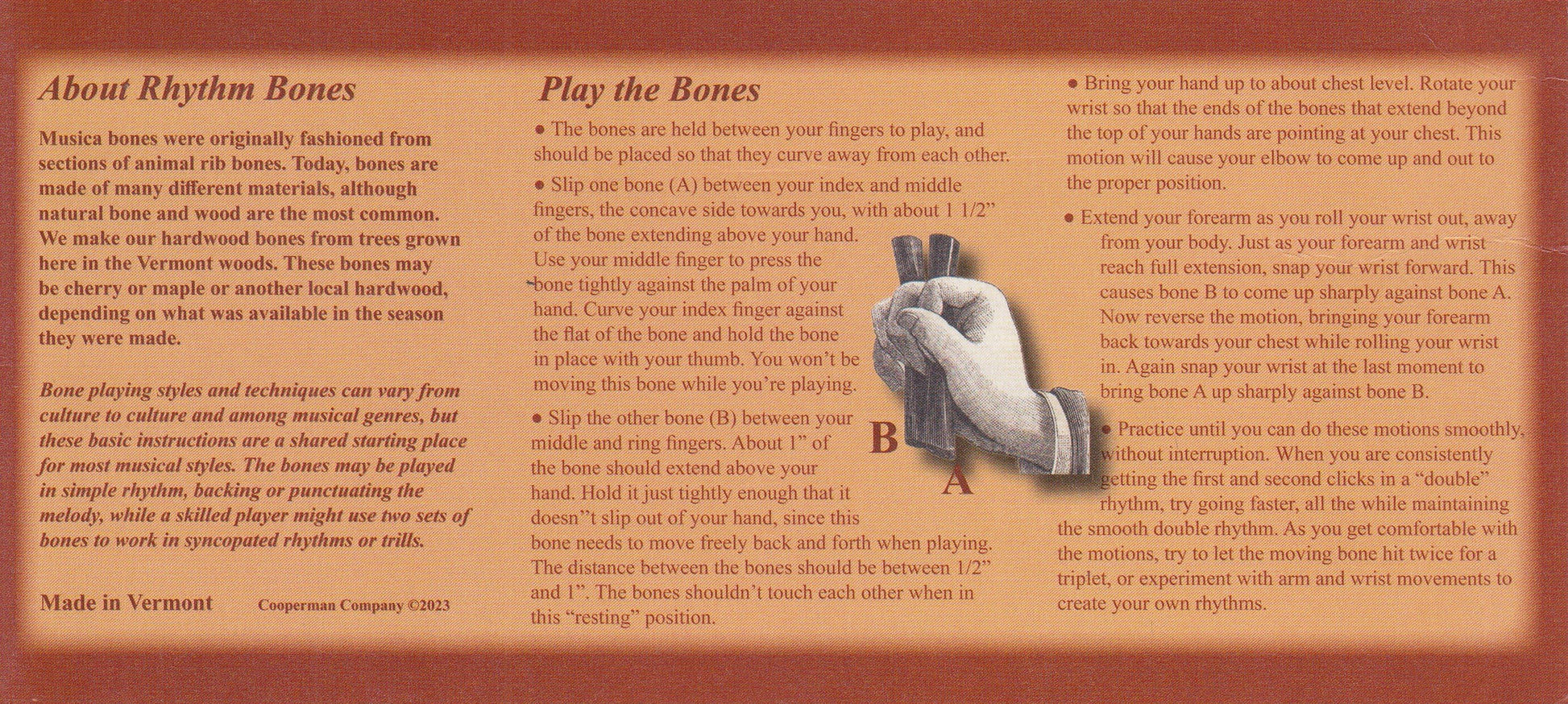 Rhythm bones information card back
