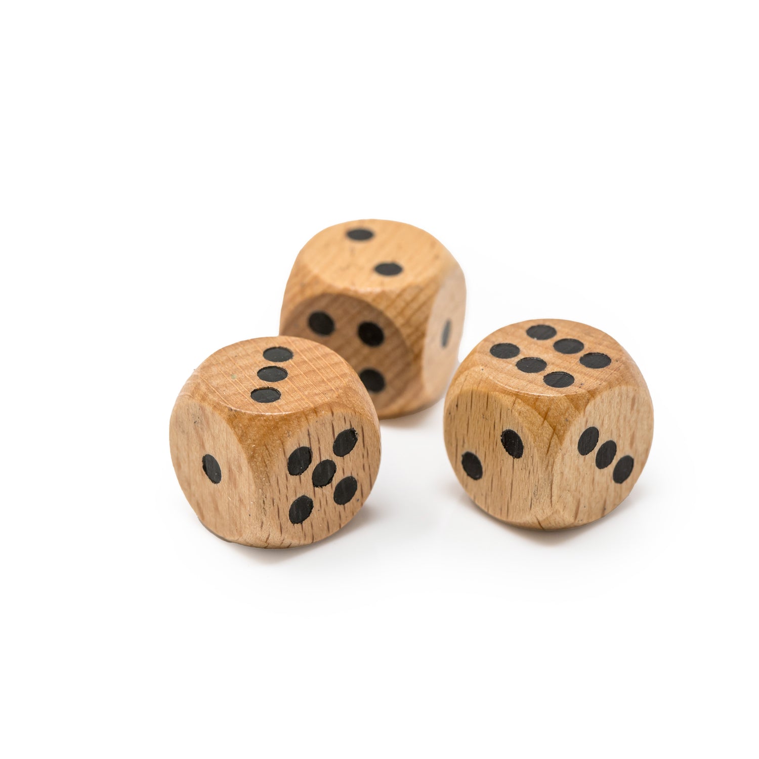 Set of wooden dice for traditional game play