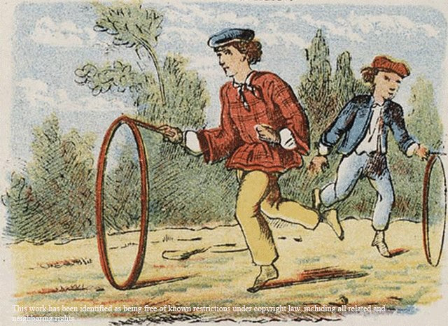 Boys rolling hoops ca. 1860s