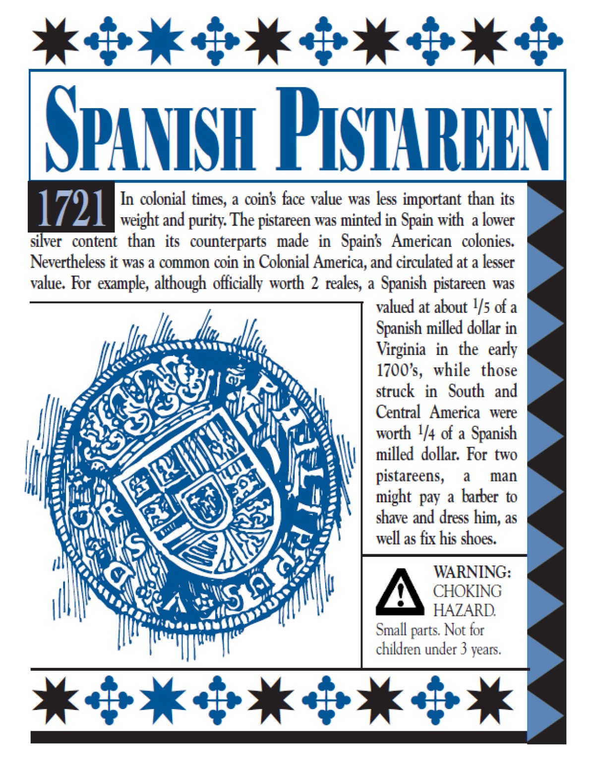 Reproduction Spanish pistareen front of package