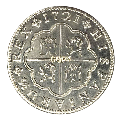A reproduced Spanish Pistareen coin struck in nickel silver