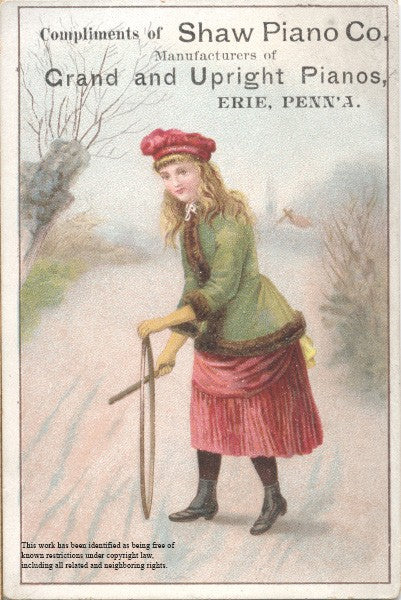 ROlling hoop with VIctorian era girl